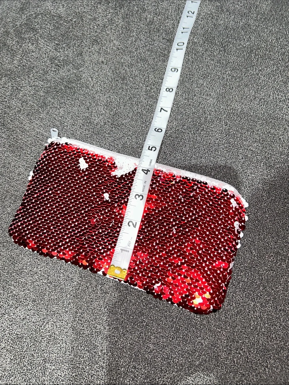 “Canes Chicken” Red and White Sequin Zip Pouch